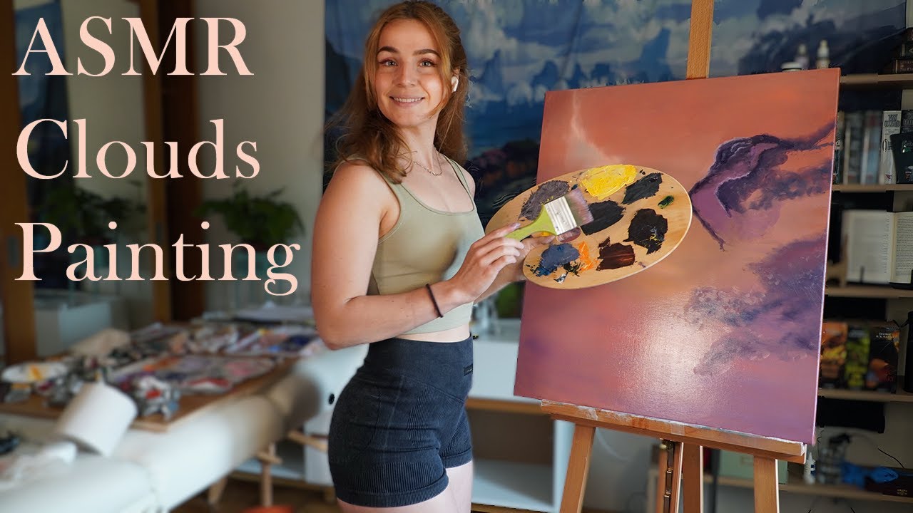 ASMR BOB ROSS - STİLL PRACTİCİNG TO RECREATE HİS VİDEO  RED EVENİNG SKY CLOUDS ☁️