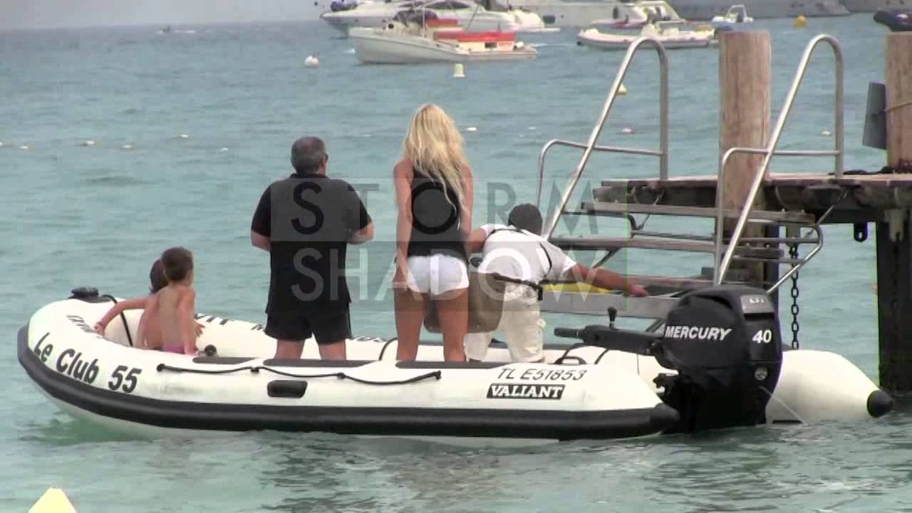Victoria Silvstedt and her husband at Club 55 in Saint Tropez, France