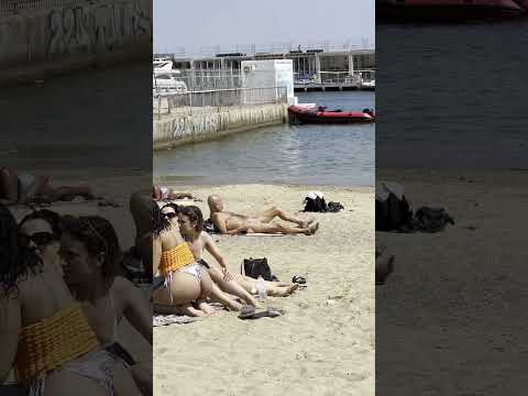  Hot day at Barcelona beach Spain