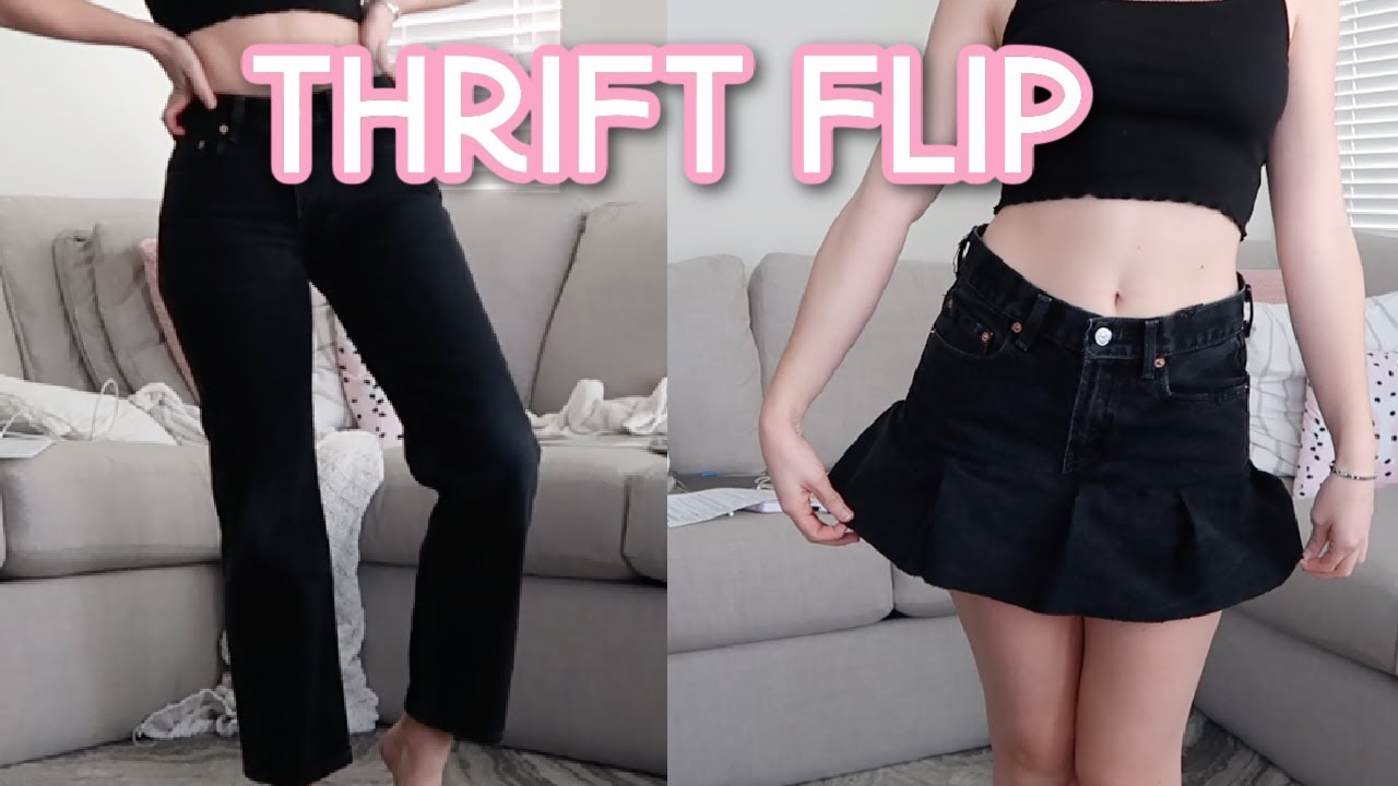THRIFT FLIP | Turning Jeans Into The Y2K Mini Skirt Of My Dreams