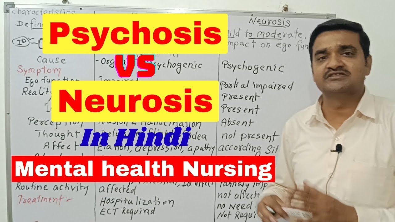 Psychosis vs neurosis in hindi   Difference between psychosis and neurosis   mental health nursing