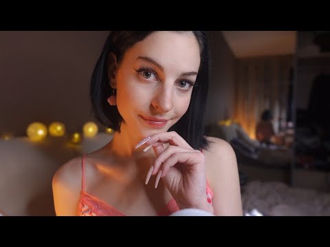 ASMR LONG NAILS FACE SCRATCHING with SOFT INAUDIBLE (20 min LOOPED for 2 HOURS) (clicky) EXTRA RELAX