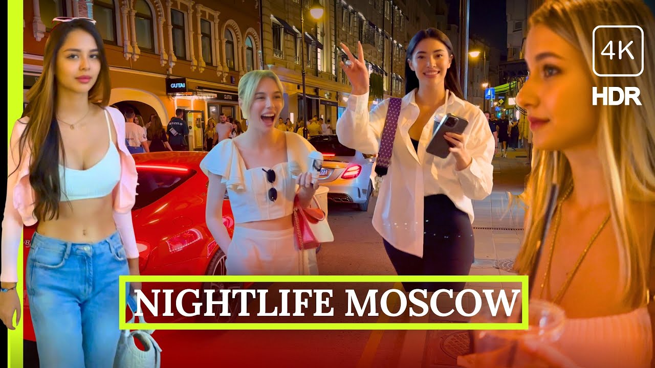 Moscow's Midnight Temptation  Nightlife Russia, the City Walking Tour 4K HDR