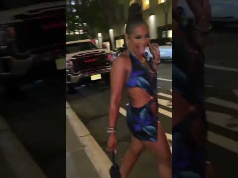 Ashanti Showing Off Her Outfit At Fat Joe’s Birthday Party