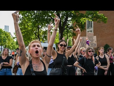 Protesters welcome Rammstein to Bern with middle fingers in the air