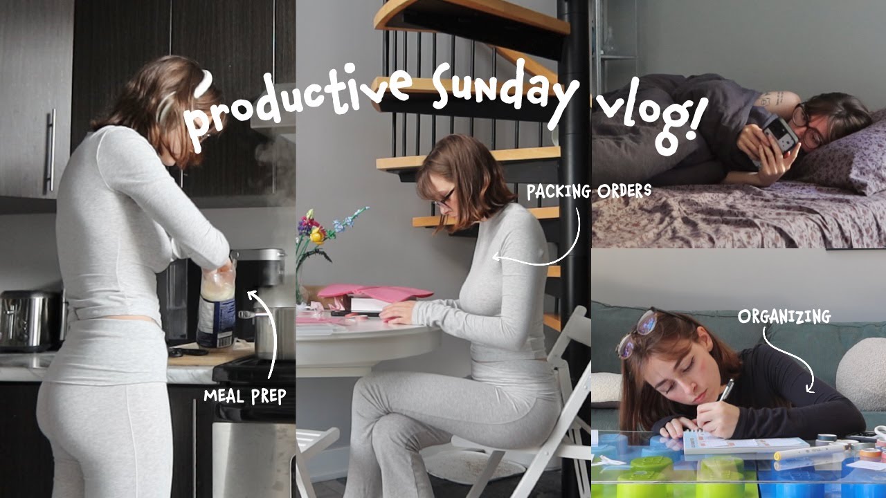 productive sunday vlog!!  packing orders and meal prepping :)