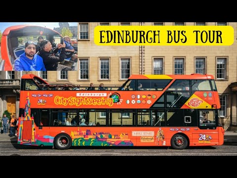 Scotland Edinburgh city sightseeing bus tour uk tourist bus travel beautiful view Edinburgh city