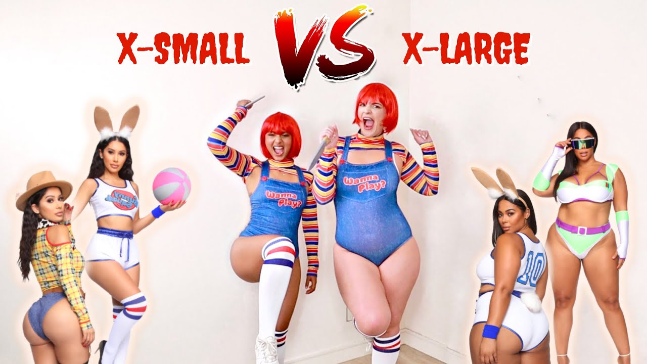 SIZE SMALL VS. EXTRA LARGE TRY ON THE SAME SEXY HALLOWEEN COSTUMES  | FASHION NOVA HAUL
