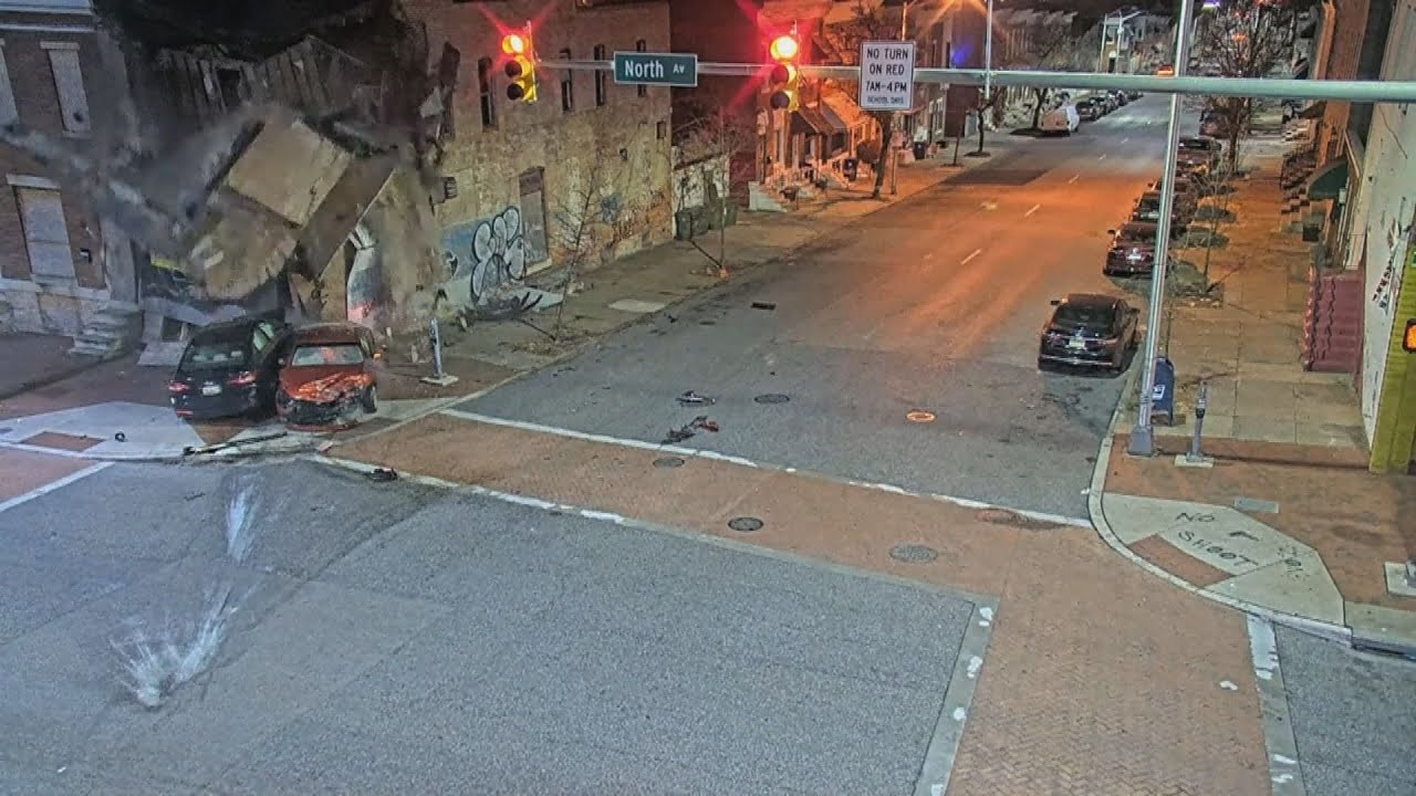 VIDEO | Fatal crash as fleeing car causes building collapse in Baltimore