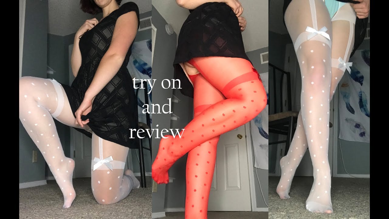 Try on and review of Selebritee/Ru Sweet crotchless pantyhose