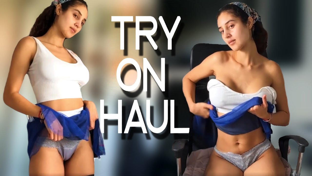 Trying on a women's top, transparent skirt and panties. Try on Haul - Sofia Vlog