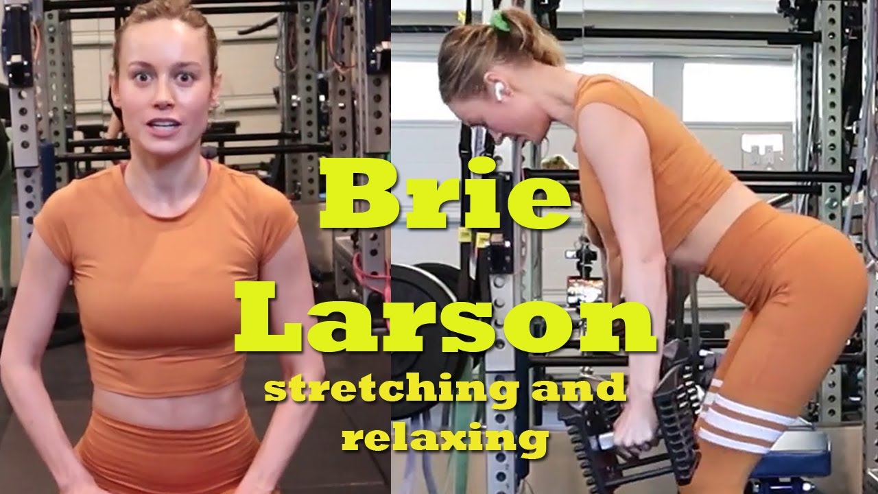 Yoga stretching and relaxing with Brie Larson