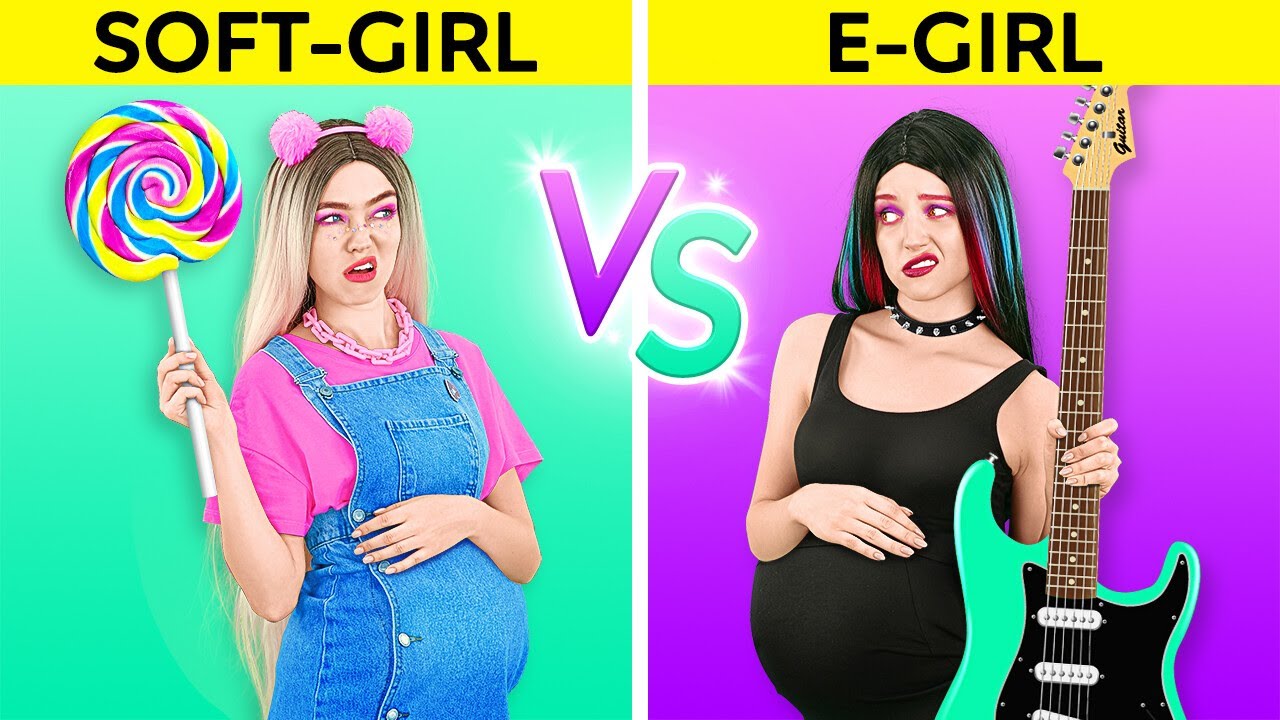 SOFT GIRL PREGNANT VS E-GIRL PREGNANT || AMAZİNG LİFE SİTUATİONS AT SCHOOL AND HOME BY 123 GO!