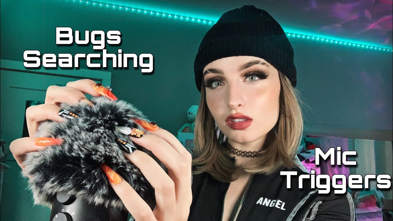 ASMR | BUGS SEARCHİNG  THUNDER LİGHTNİNG FOAM COVER TİNGLES ( FAST PLUCKİNG, MİC SCRATCHİNG + )