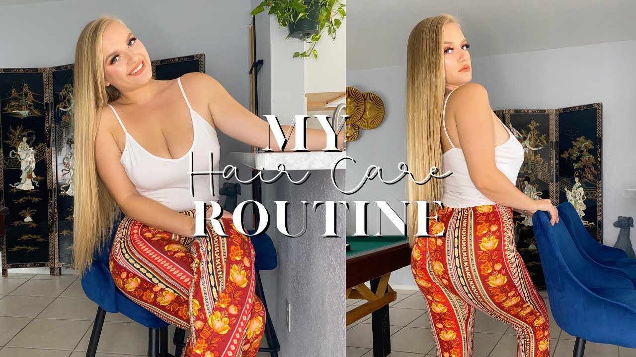 Long Hair Care Routine + Shower Routine using Monat | Natural Thin Long Blonde Hair Care Routine