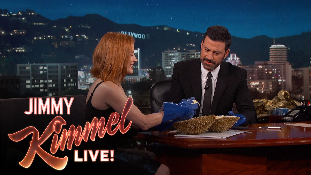 Jessica Chastain and Jimmy Kimmel Eat the 'Bleu Cheese of Fruit'
