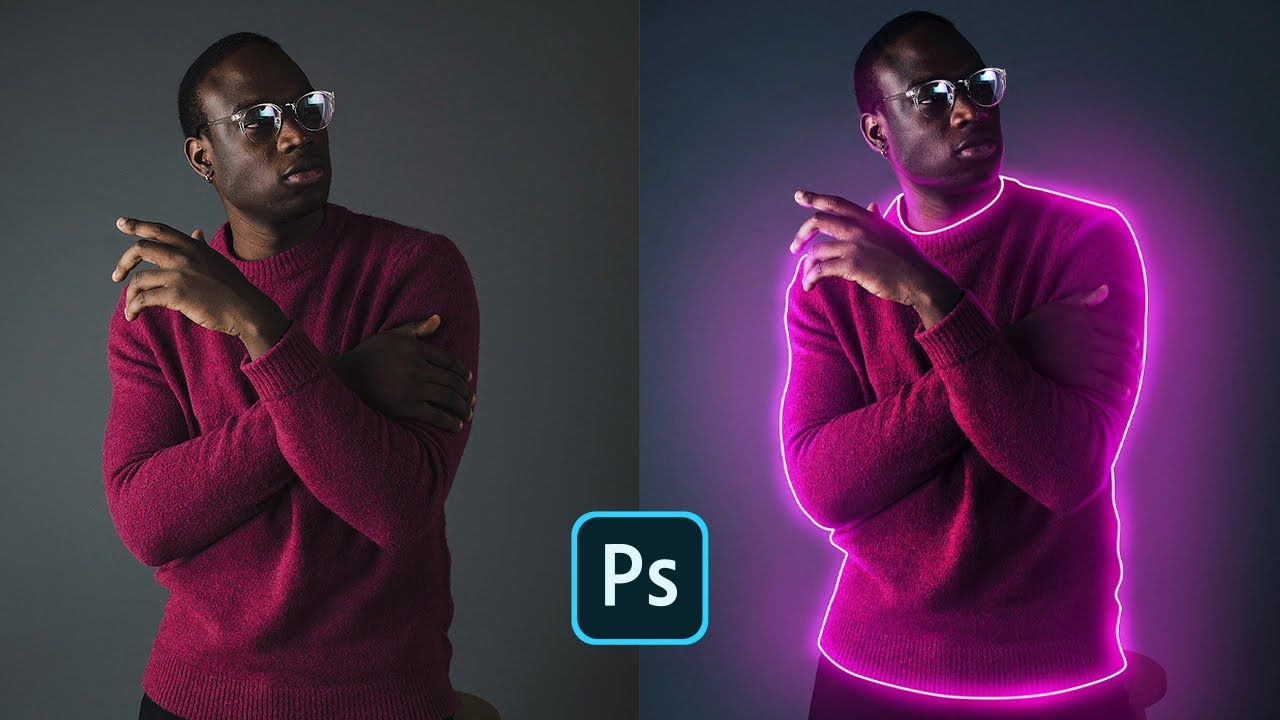 How to Create Glowing Lines on Portrait Image - Photoshop Easy Tutorial