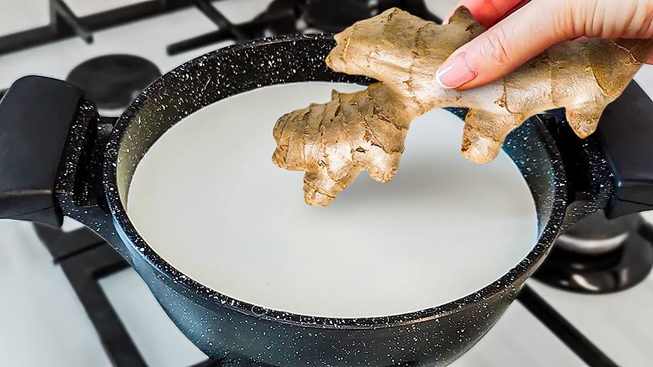 Einfach Ingwerwurzel in kochende Milch geben! Sie werden erstaunt sein! 5-Minuten-Rezept