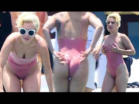 Lady Gaga Hot In Pink Swimsuit