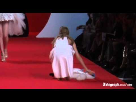 Catwalk fail: supermodels fall over at Naomi Campbell's fashion event in Cannes