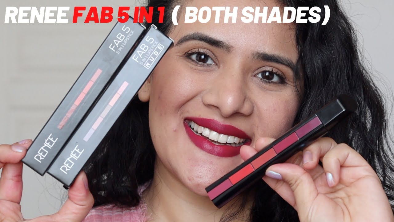 RENEE FAB 5 IN 1 LIPSTICKS ( BOTH SHADES , BOLD  NUDE ) SWATCHES AND MINI REVIEW || DRSMILEUP||
