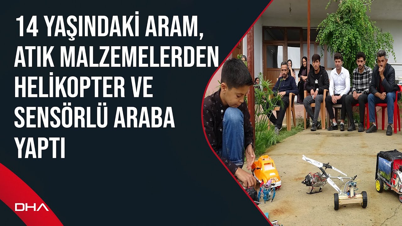 Hakkari'de 14 yaşındaki Aram, atık malzemelerden yaptığı helikopterden sonra sensörlü araba yaptı