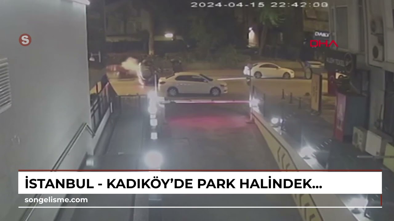 İstanbul - Kadıköy’de park halindeki otomobile çarpıp yan yattı