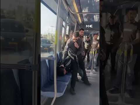 Israeli security assault and arrest Palestinian youths on train in Jerusalem