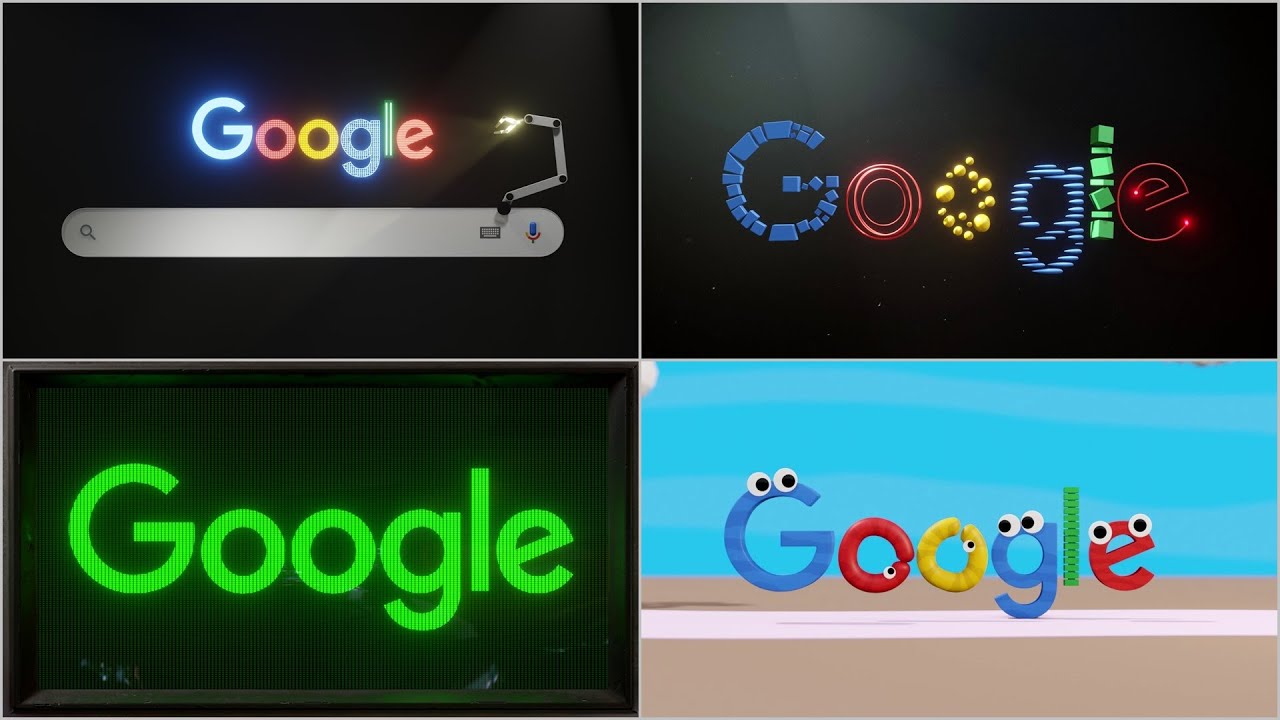 Google Logo Intro Compilation - light effects and cartoon characters
