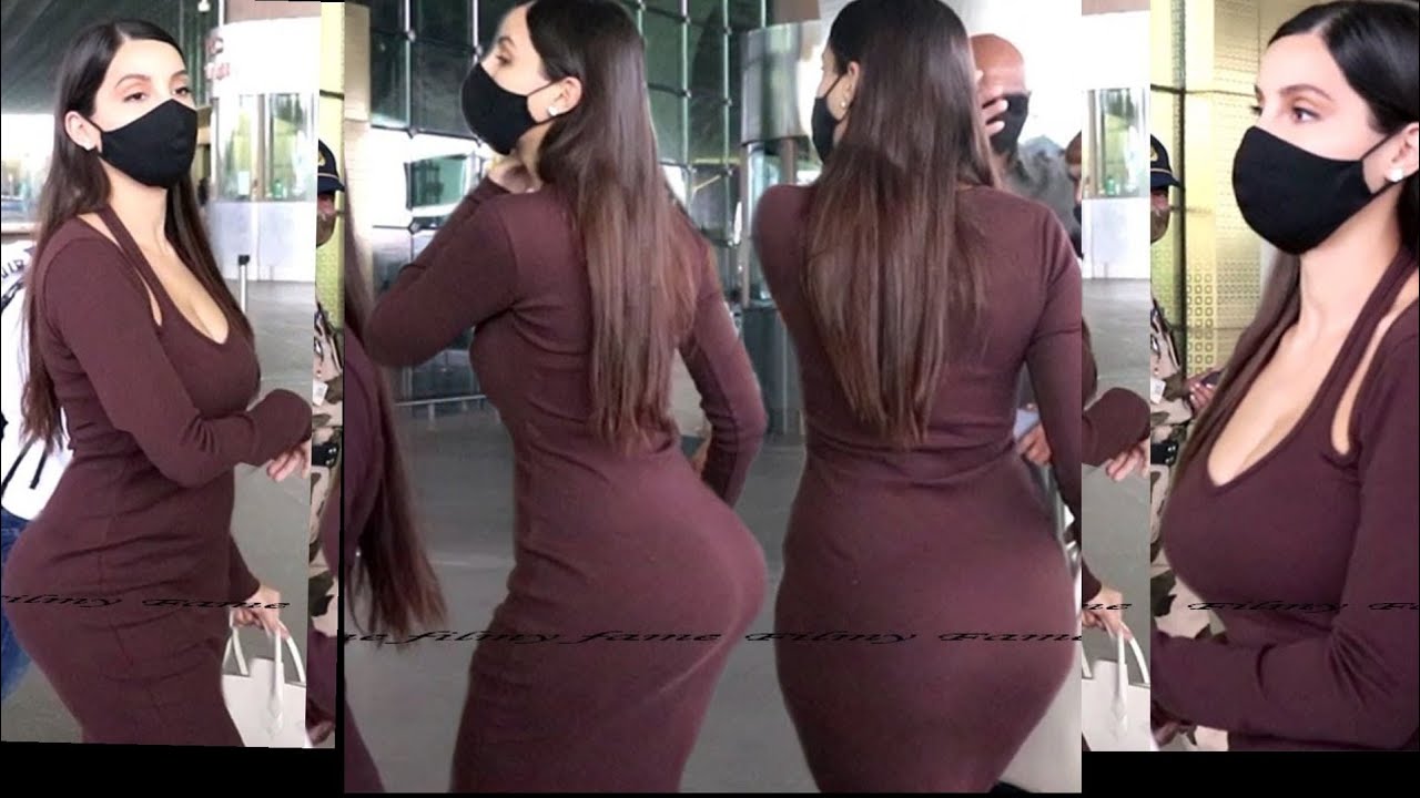 hot nora fatehi flaunt her hot ass at mumbai airport #norafatehi