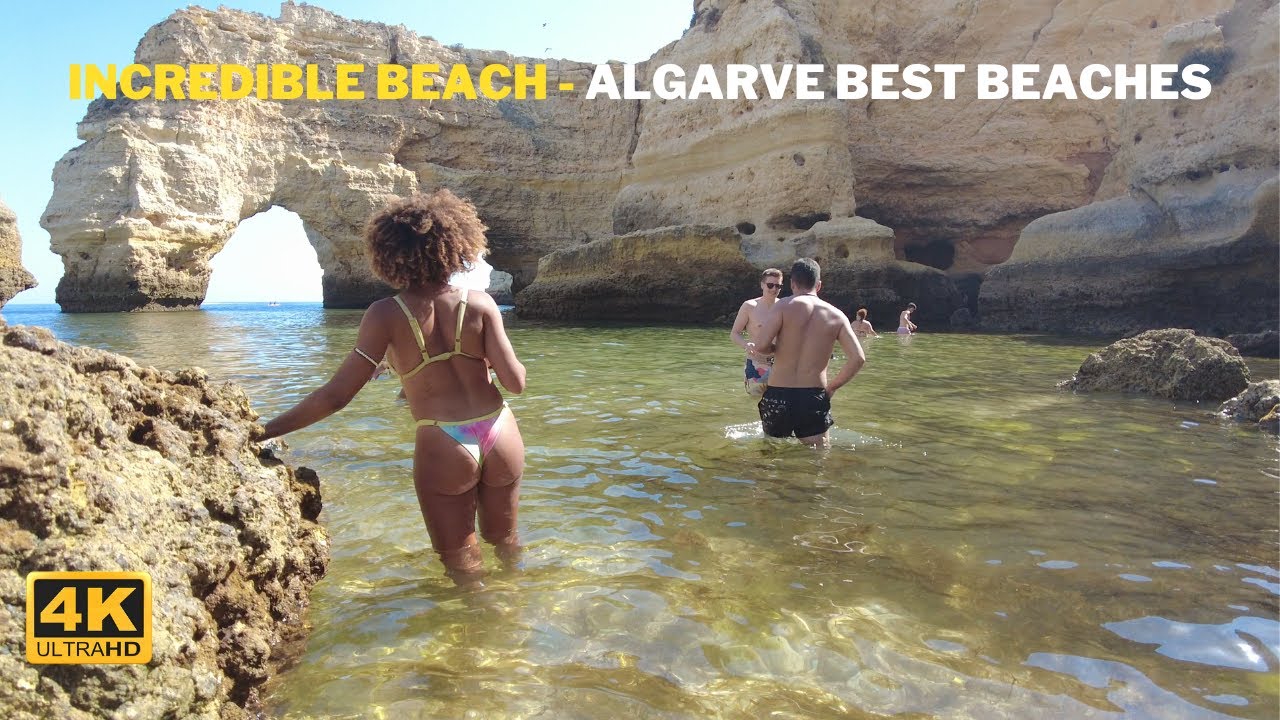 hot day in praia da marinha beach walk ☀️️ algarve portugal 2022 - 4k