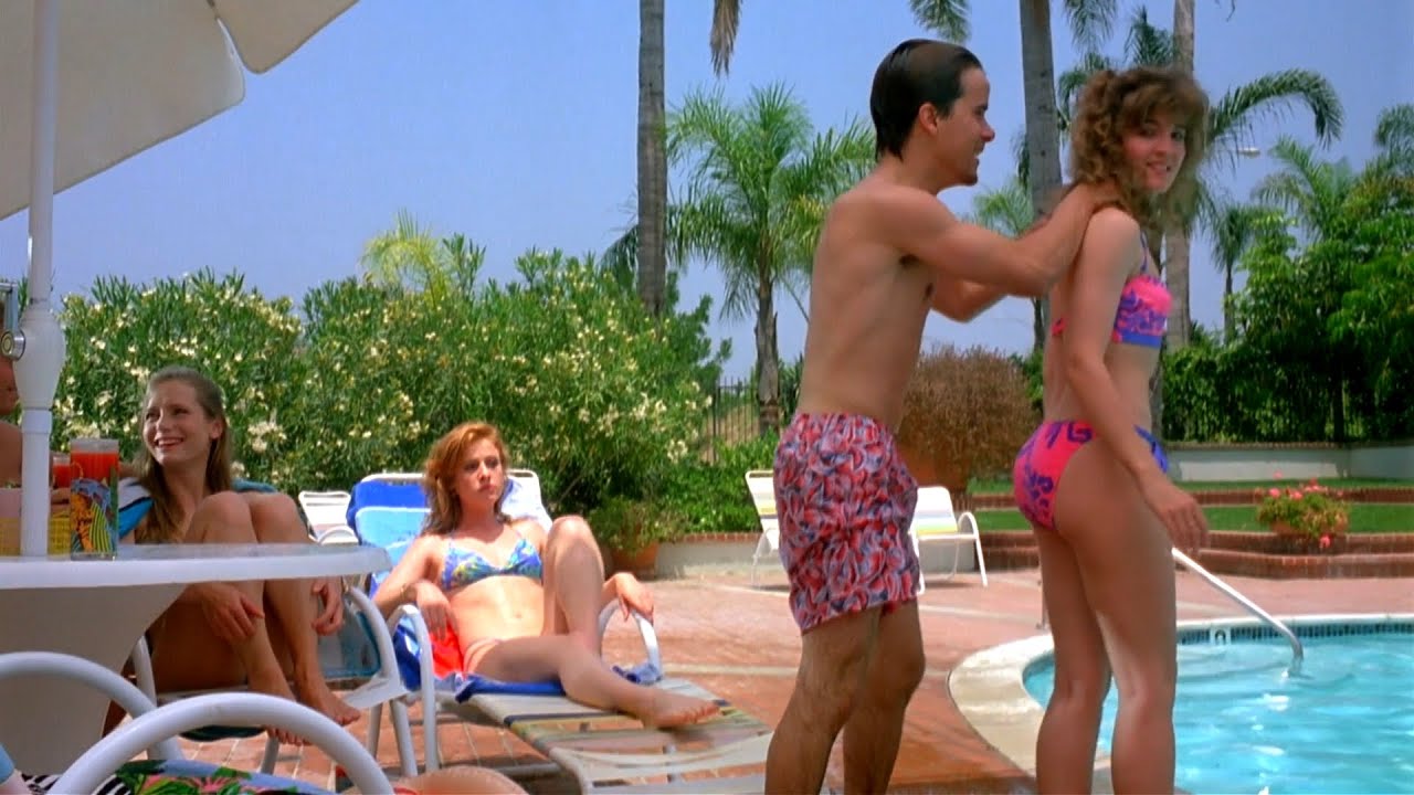 Young CRYSTAL BERNARD 80's Bikini at Pool with Friends 1080P BD