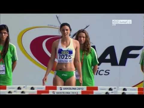 Michelle Jenneke Women's 100m Hurdles sexy dance Barcelona 2012 complete race