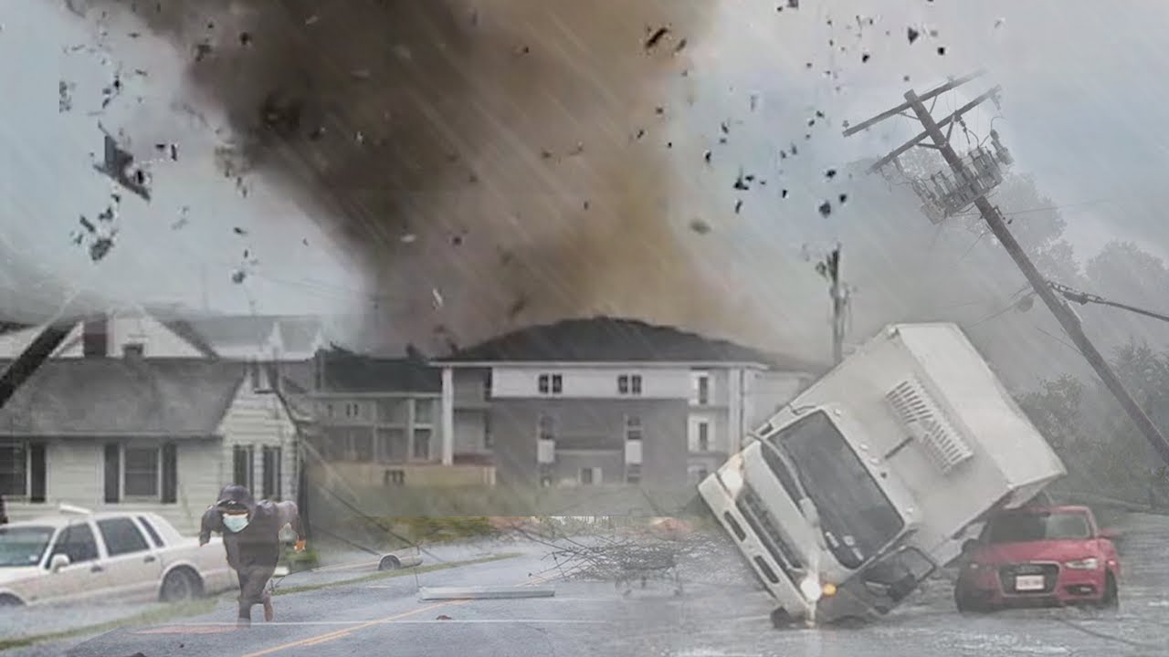 Scary Tornado tearing apart Indiana! Tornado destroying homes in Greenwood, IN, US