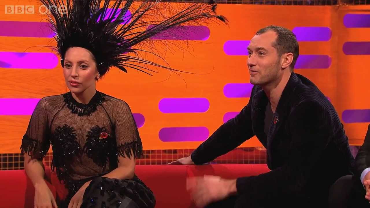 Jude Law tries to avoid getting hit by Lady Gaga's hat   The Graham Norton Show: Episode    BBC One