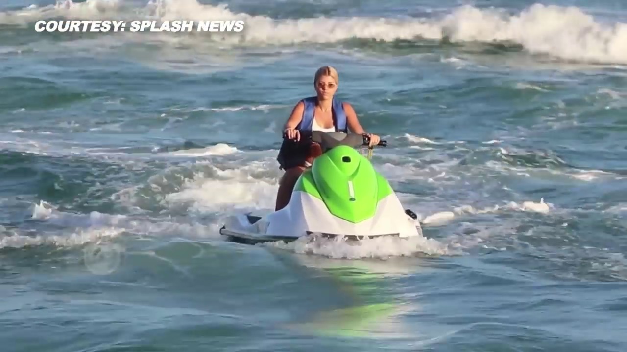 Sofia Richie Jet Skiing in White Bikini on Miami Beach With Boyfriend Scott Disick