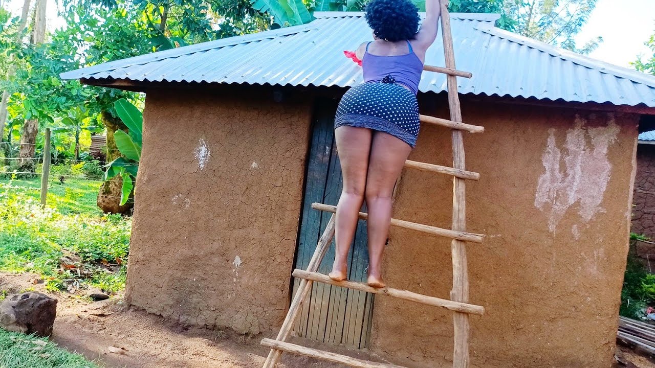 Fixing our leaking roof//African village life/ East Africa/Kenya