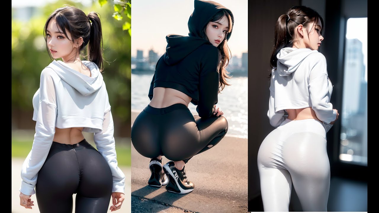 [4k Ai art][Back Shot] 운동녀, 조깅녀, 후드레깅스, Behind View,Leggings,Jogging, 운동, 다이어트,건강, Diet, Ai 룩북,Ai 그림