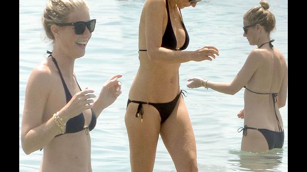 Gwyneth Paltrow Hot In Black Bikini In Pool