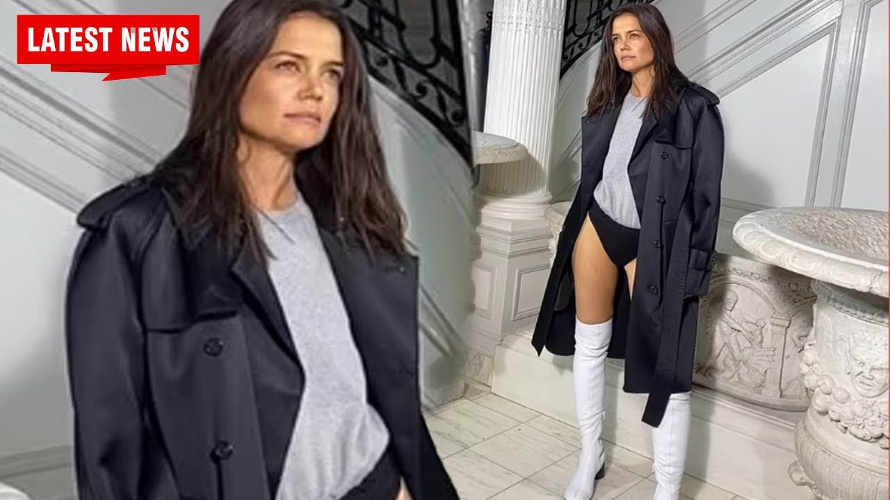 Katie Holmes is sexy with hot pants and high boots in a new look