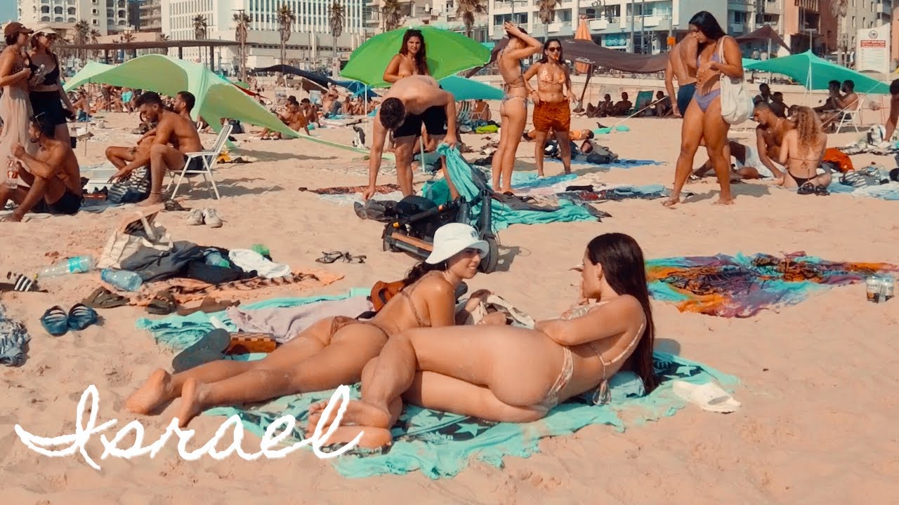 tel aviv ısrael beach walk 4k hot beach day  bikini beach 2023 best walk