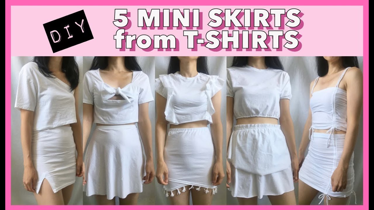 T Shirt To Mini Skirt (5 DIY Mini Skirt Upcycle Projects!)