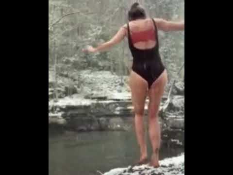 Helena Christensen takes an icy dip in the water