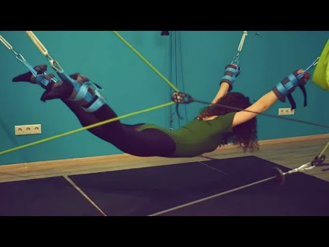 BDSM Rehabilitation Device for your Spine and Body | Bondaged Girl in Pantyhose with Green Leotard