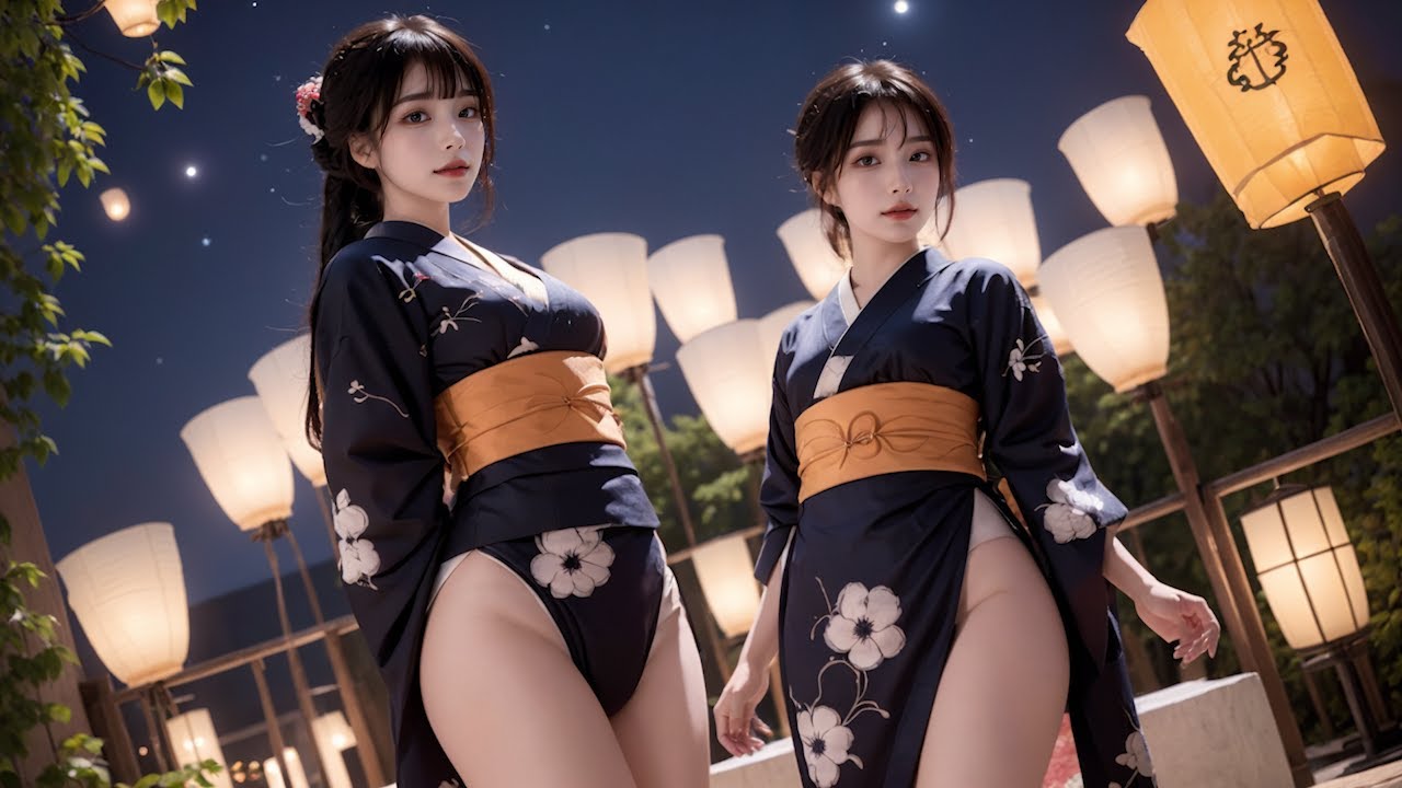 [Ai lookbook] Female twins at a Japanese festival | 쌍둥이의 일본 축제 | Realistic.ver