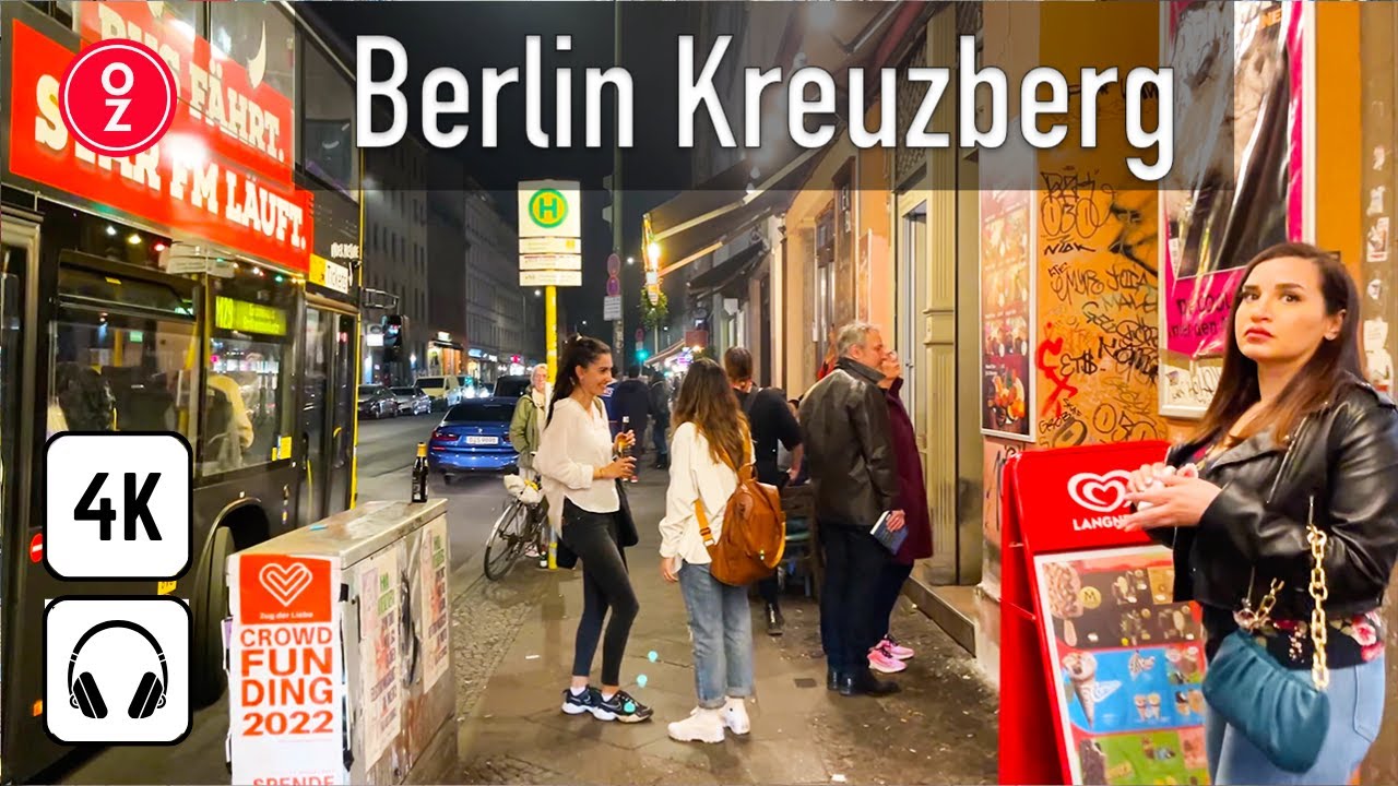 BERLİN KREUZBERG AT NİGHT WALKİNG TOUR  - GERMANY  [4K 60FPS] CİTY NİGHTLİFE KOTTBUSSER TOR ASMR