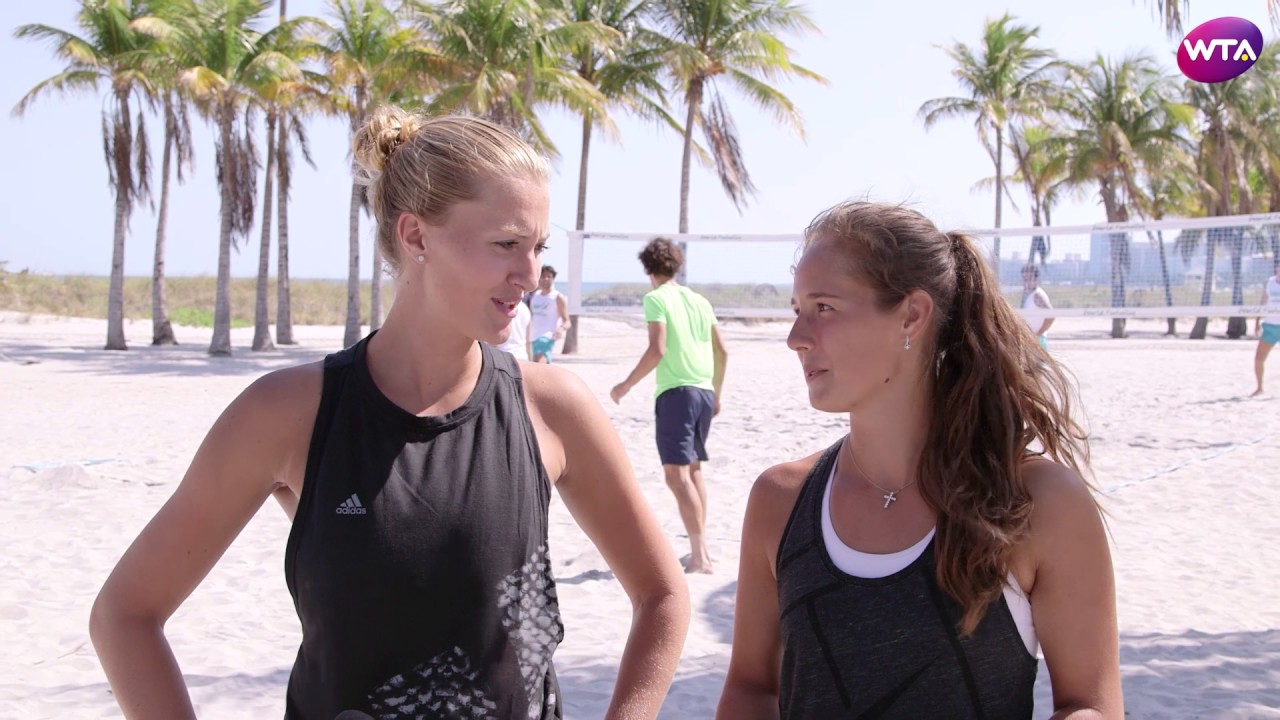 Kristina Mladenovic & Daria Kasatkina Play Beach Footvolley In Miami