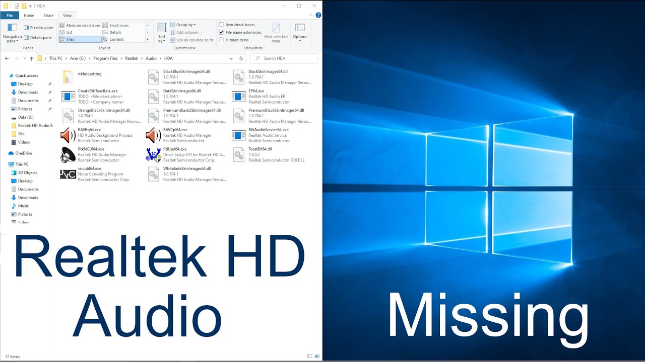 Realtek HD Audio Manager Windows 10 not Showing