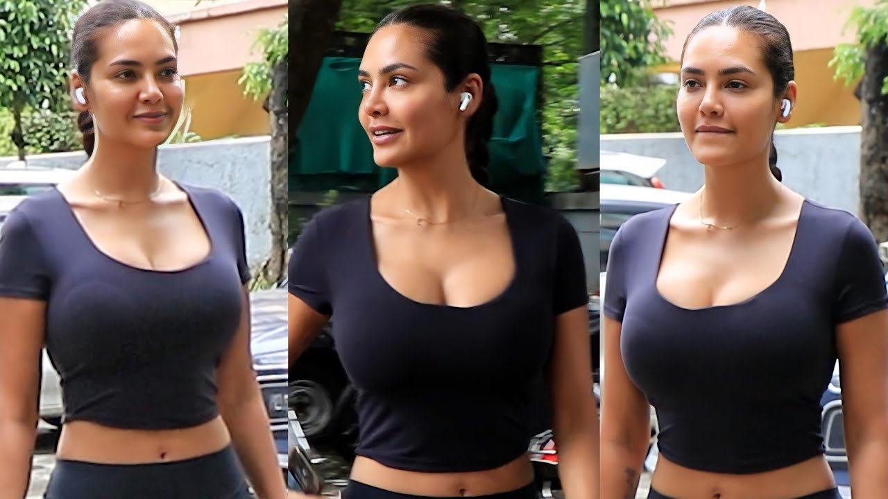 Esha Gupta Flaunts Her Huge Cleavage In Black Gym Outfit | Esha Gupta Hot looks | Filmy Glitz |