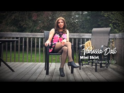 Vanessa Dali • Crossdresser Transgender - Mini skirt with flowers top